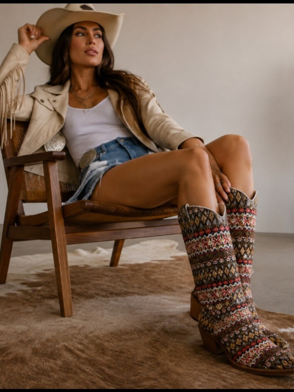 Tanner Mark Boots Ladies Serape Sequin pointy Toe Cowgirl boots Size 11